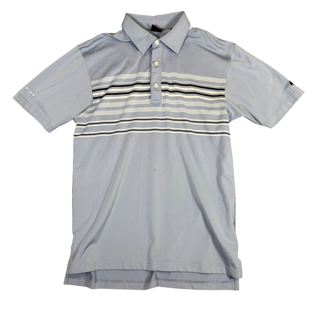 Dunning Golf Polo Shirt Mens Blue Striped Short Sleeve Performance Size Medium